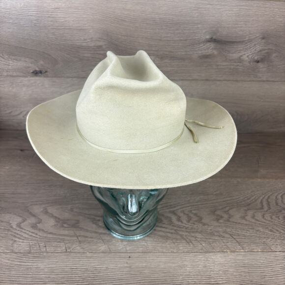 Vintage Stetson Size 6 7/8 Rancher Cowboy Western Hat Cream White - Picture 3 of 13